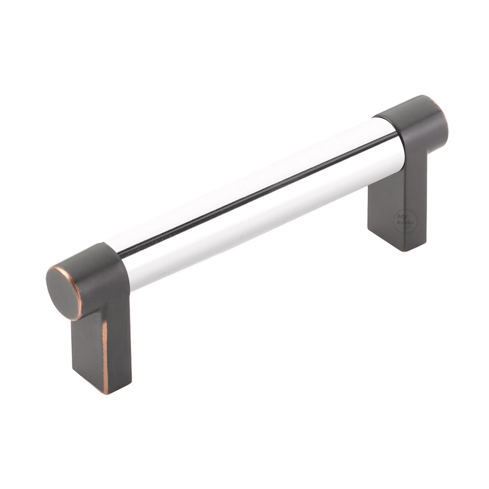 3-1/2" Centers Rectangular Stem in Oil Rubbed Bronze And Smooth Bar in Polished Chrome