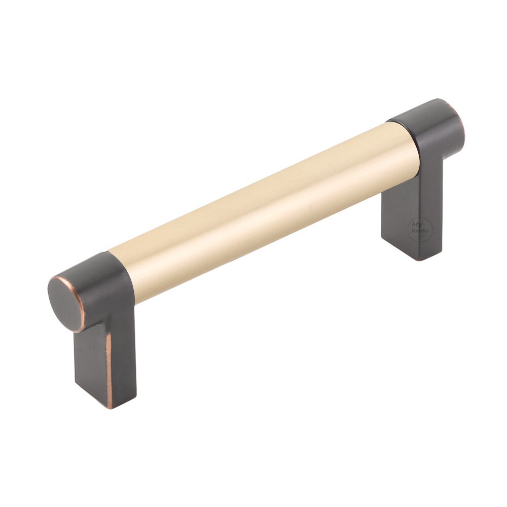 3-1/2" Centers Rectangular Stem in Oil Rubbed Bronze And Smooth Bar in Satin Brass