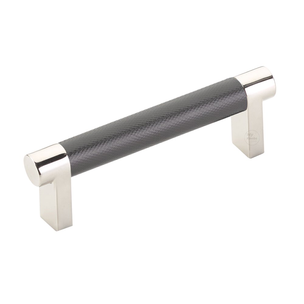 3-1/2" Centers Rectangular Stem in Polished Nickel And Knurled Bar in Oil Rubbed Bronze