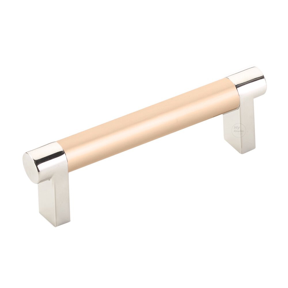 3-1/2" Centers Rectangular Stem in Polished Nickel And Smooth Bar in Satin Copper
