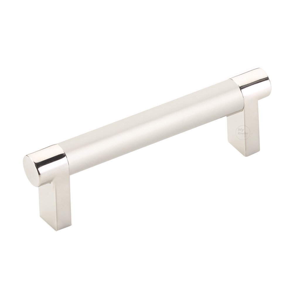3-1/2" Centers Rectangular Stem in Polished Nickel And Smooth Bar in Satin Nickel