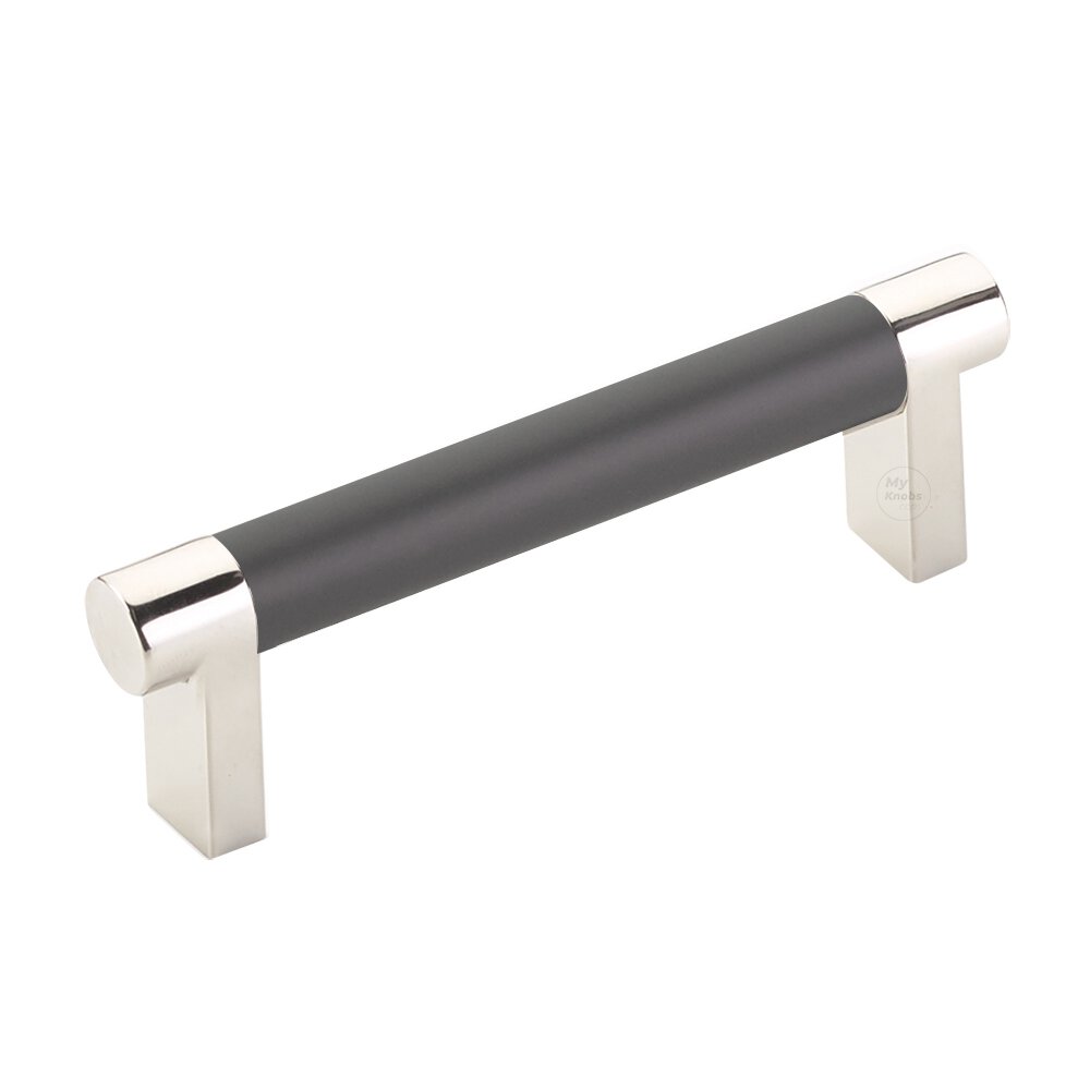 3-1/2" Centers Rectangular Stem in Polished Nickel And Smooth Bar in Flat Black