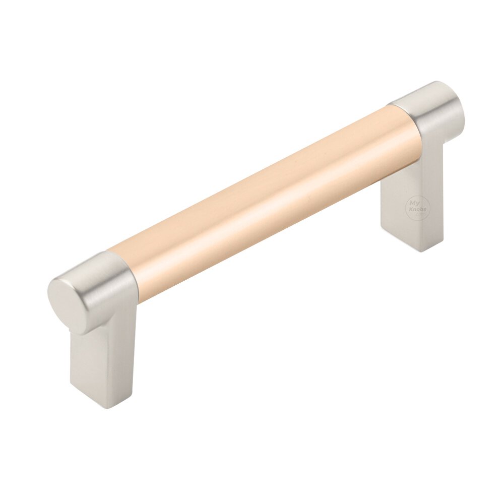 3-1/2" Centers Rectangular Stem in Satin Nickel And Smooth Bar in Satin Copper