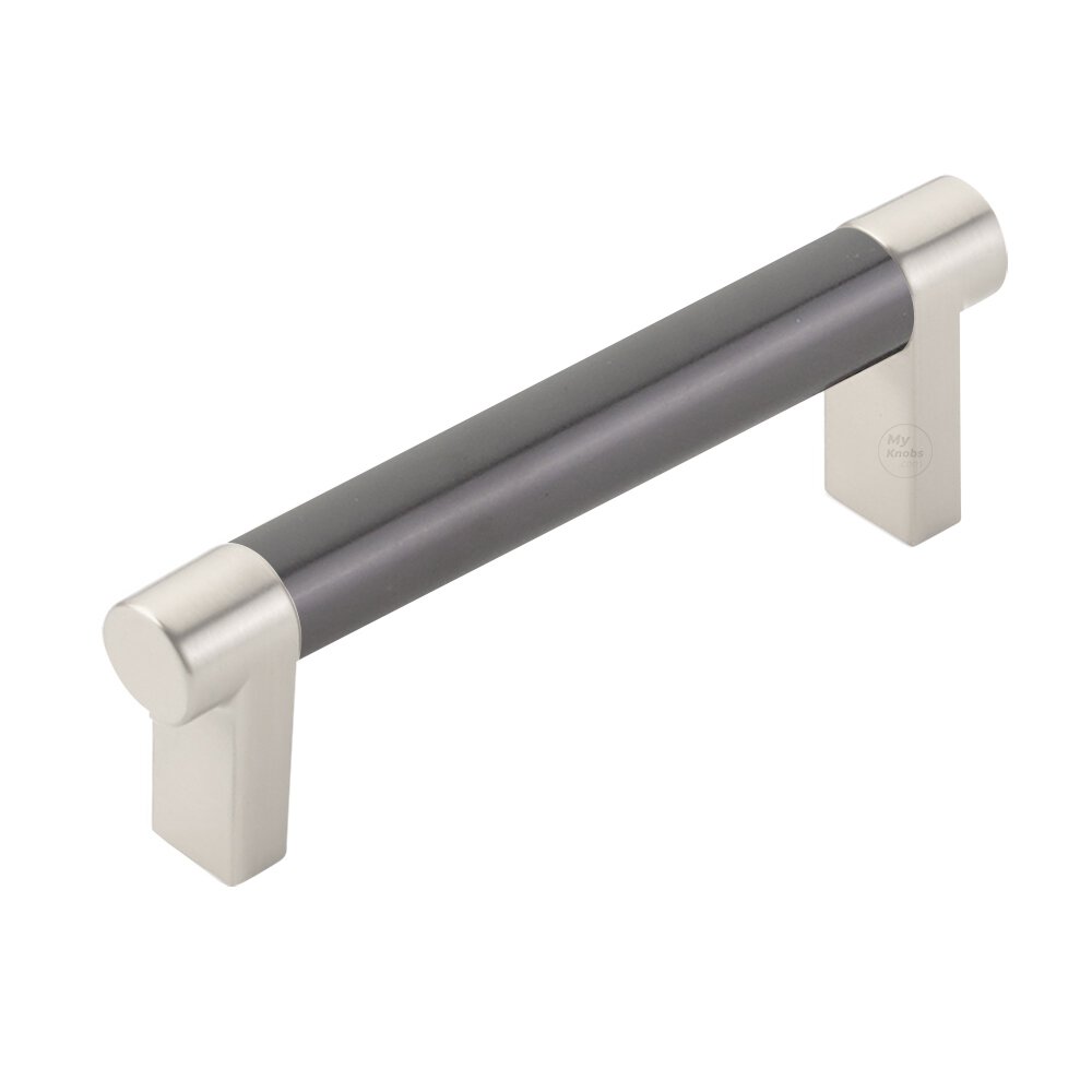 3-1/2" Centers Rectangular Stem in Satin Nickel And Smooth Bar in Oil Rubbed Bronze