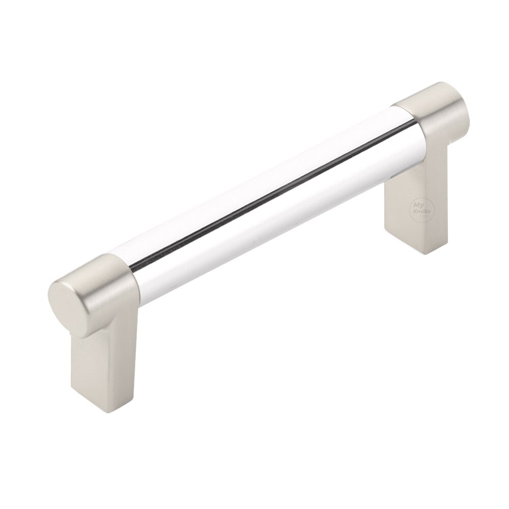 3-1/2" Centers Rectangular Stem in Satin Nickel And Smooth Bar in Polished Chrome