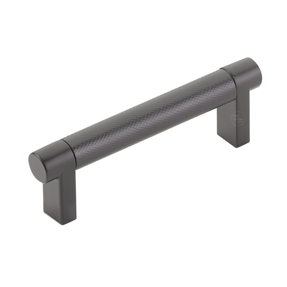 3-1/2" Centers Rectangular Stem in Flat Black And Knurled Bar in Oil Rubbed Bronze