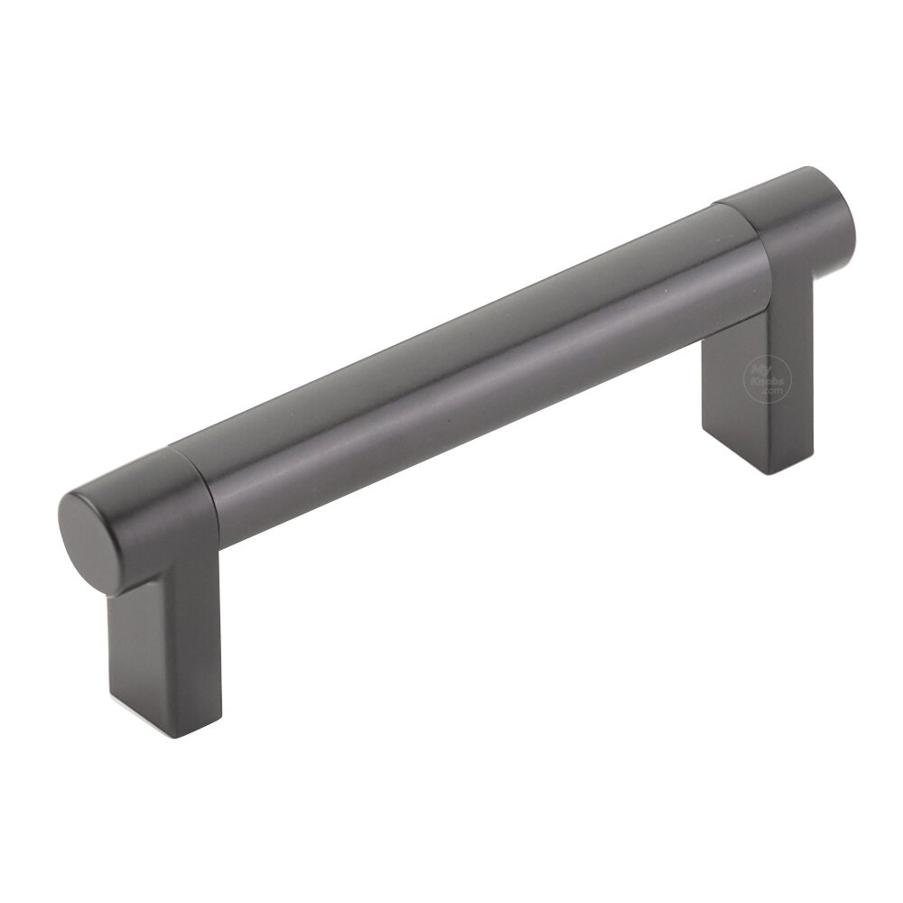 3-1/2" Centers Rectangular Stem in Flat Black And Smooth Bar in Oil Rubbed Bronze