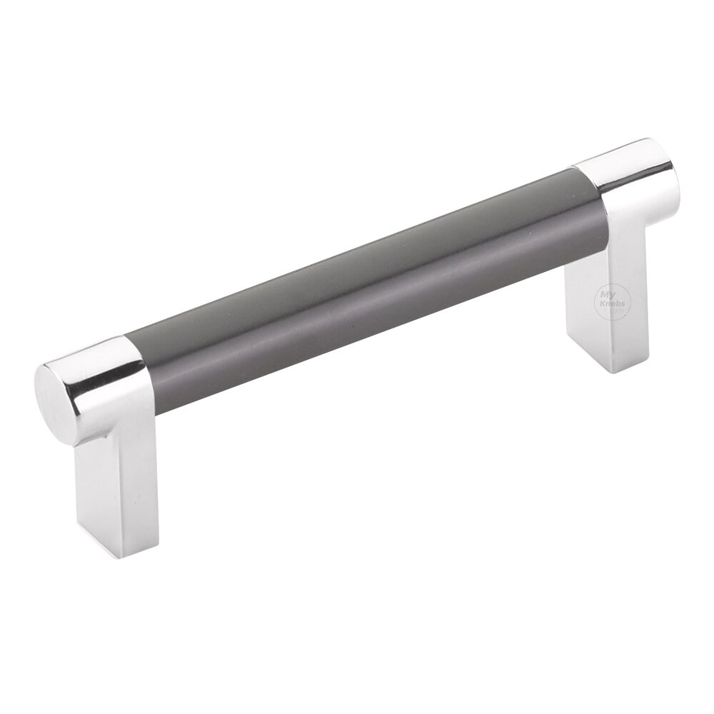 3-1/2" Centers Rectangular Stem in Polished Chrome And Smooth Bar in Oil Rubbed Bronze
