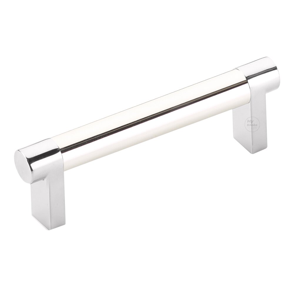 3-1/2" Centers Rectangular Stem in Polished Chrome And Smooth Bar in Polished Nickel