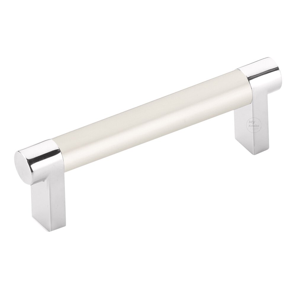 3-1/2" Centers Rectangular Stem in Polished Chrome And Smooth Bar in Satin Nickel
