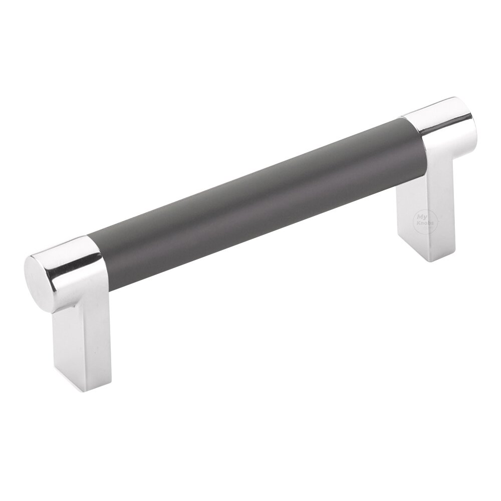 3-1/2" Centers Rectangular Stem in Polished Chrome And Smooth Bar in Flat Black
