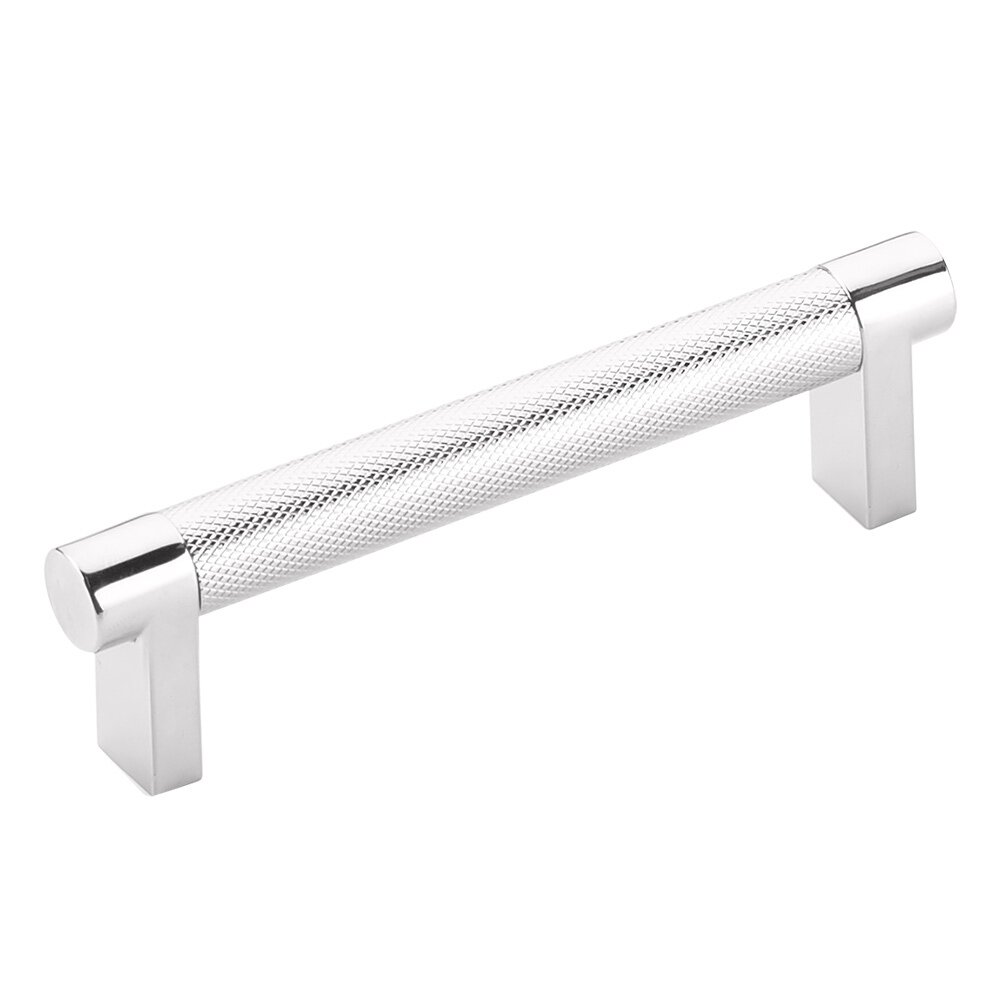 4" Centers Rectangular Stem in Polished Chrome And Knurled Bar in Polished Chrome