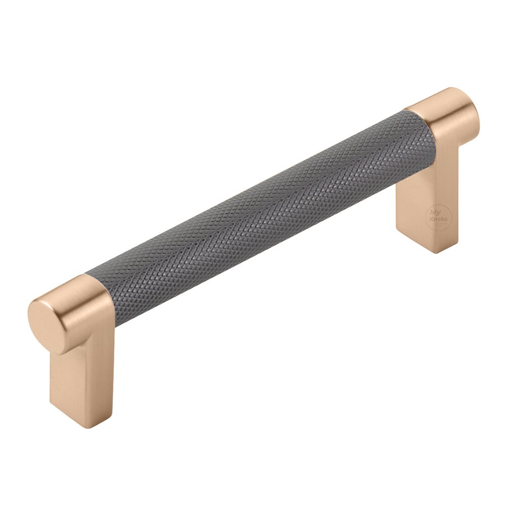 4" Centers Rectangular Stem in Satin Copper And Knurled Bar in Oil Rubbed Bronze
