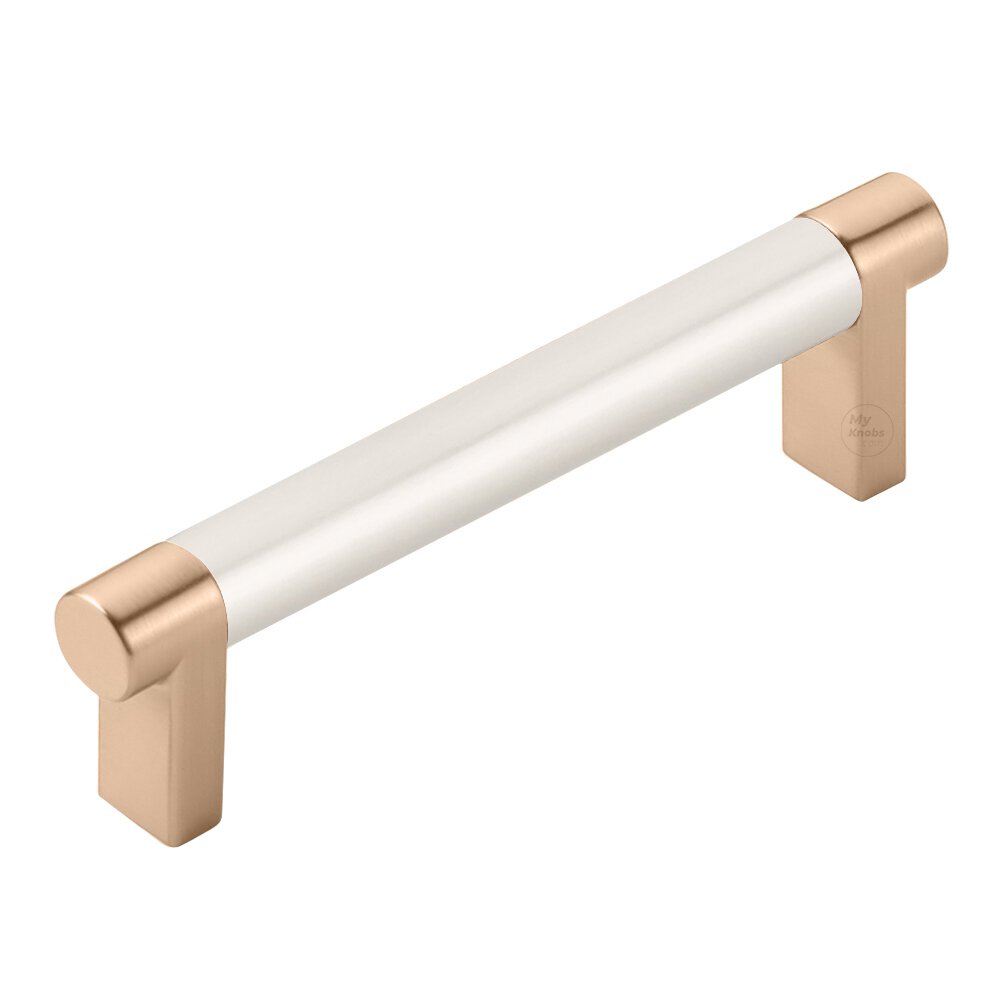 4" Centers Rectangular Stem in Satin Copper And Smooth Bar in Satin Nickel
