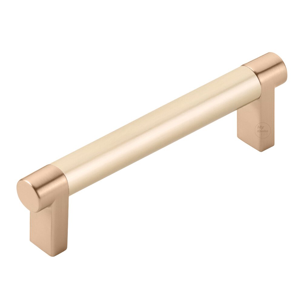 4" Centers Rectangular Stem in Satin Copper And Smooth Bar in Satin Brass