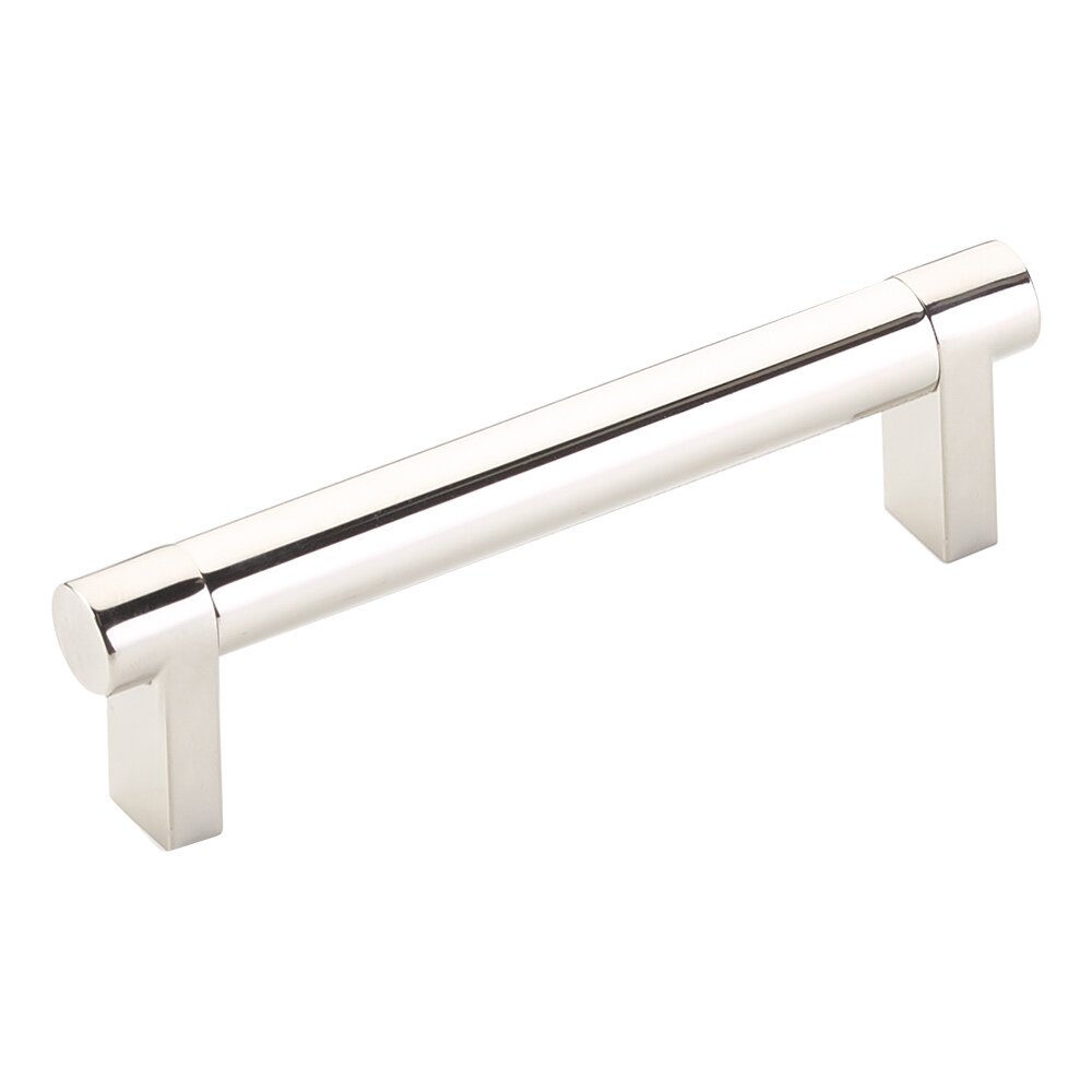 4" Centers Rectangular Stem in Polished Nickel And Smooth Bar in Polished Nickel
