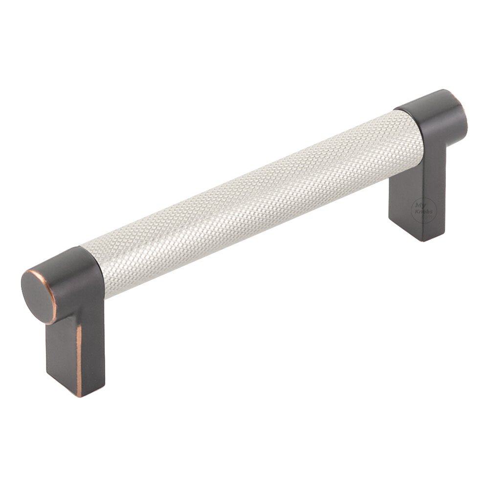 4" Centers Rectangular Stem in Oil Rubbed Bronze And Knurled Bar in Satin Nickel