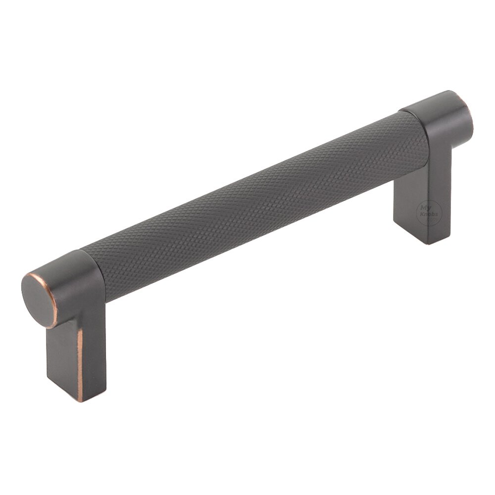 4" Centers Rectangular Stem in Oil Rubbed Bronze And Knurled Bar in Flat Black