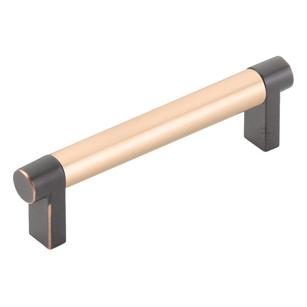 4" Centers Rectangular Stem in Oil Rubbed Bronze And Smooth Bar in Satin Copper