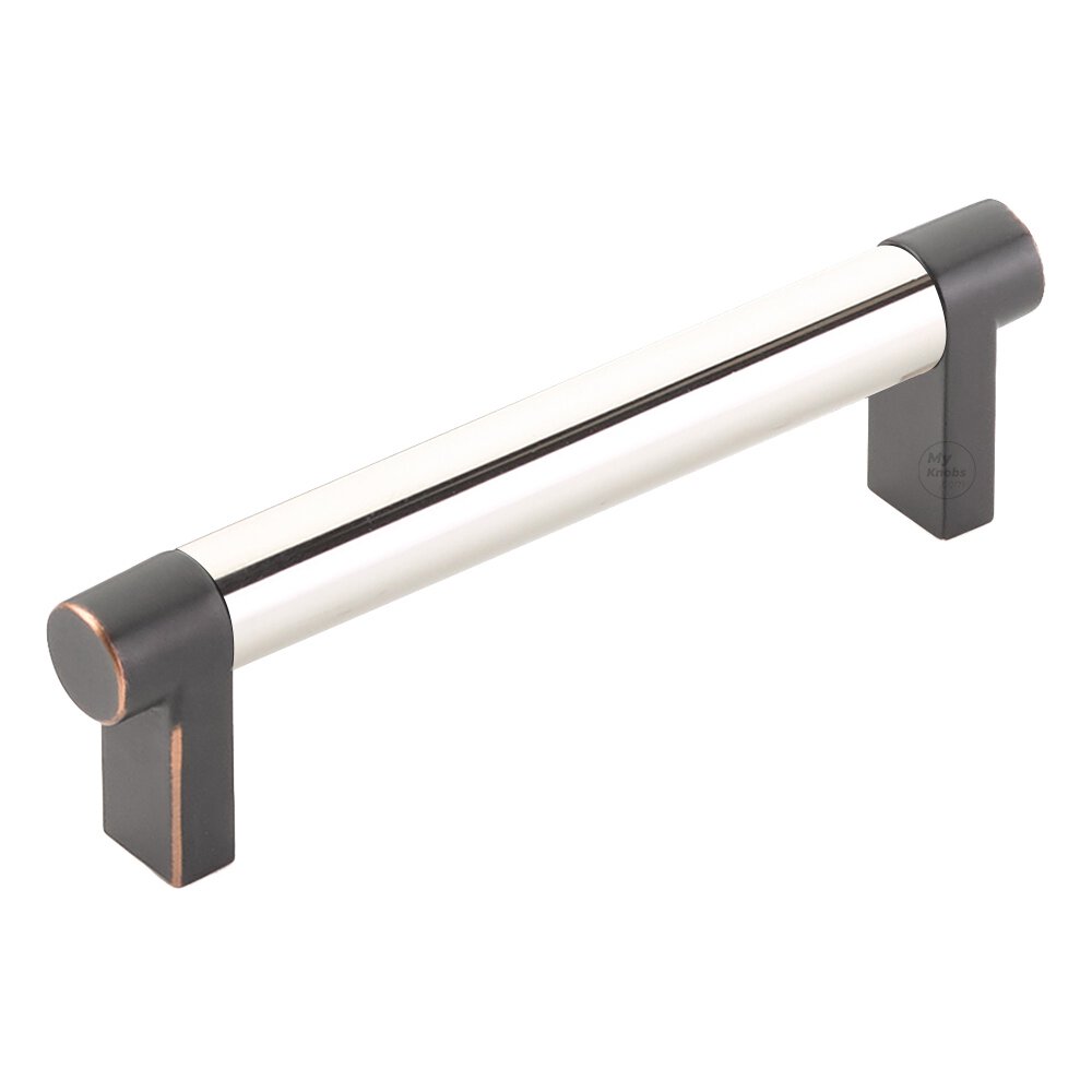 4" Centers Rectangular Stem in Oil Rubbed Bronze And Smooth Bar in Polished Nickel