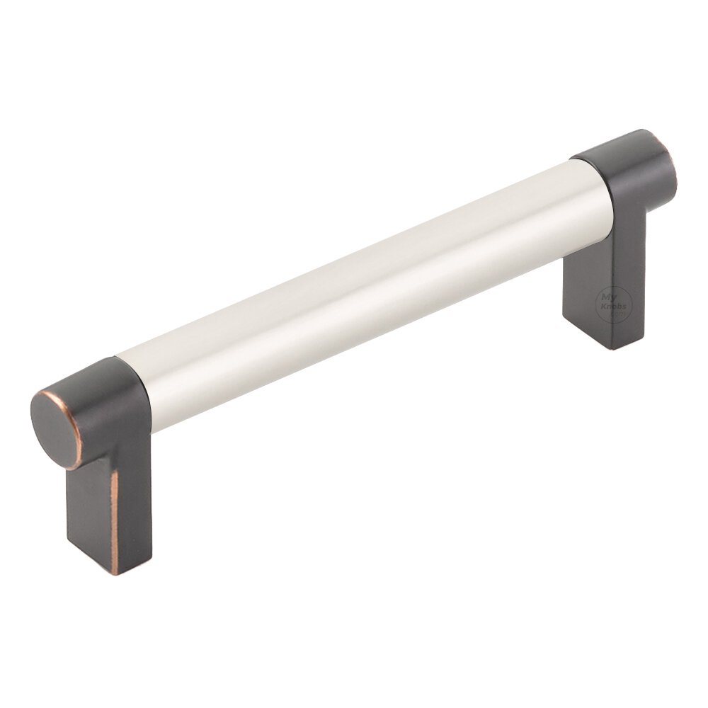 4" Centers Rectangular Stem in Oil Rubbed Bronze And Smooth Bar in Satin Nickel