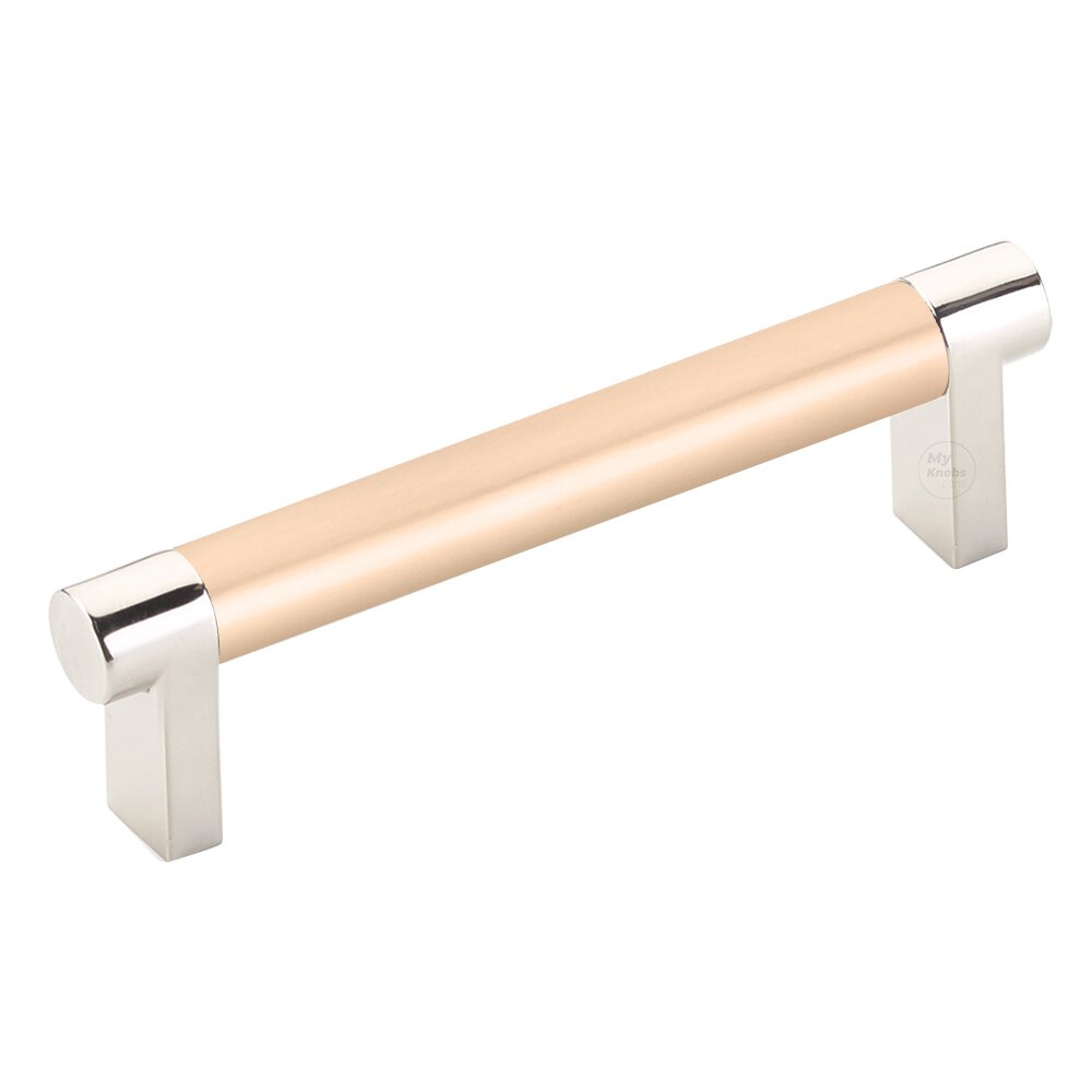 4" Centers Rectangular Stem in Polished Nickel And Smooth Bar in Satin Copper