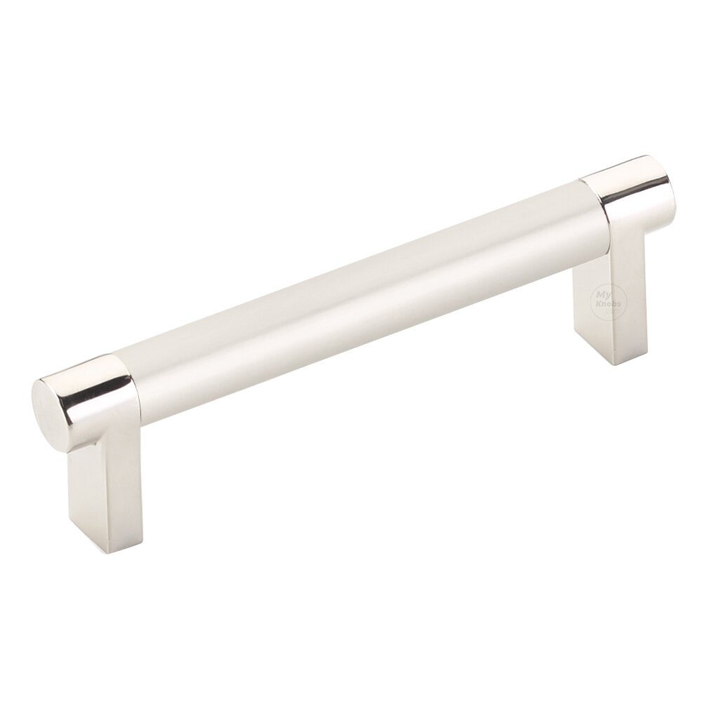 4" Centers Rectangular Stem in Polished Nickel And Smooth Bar in Satin Nickel