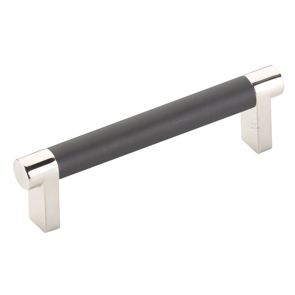 4" Centers Rectangular Stem in Polished Nickel And Smooth Bar in Flat Black