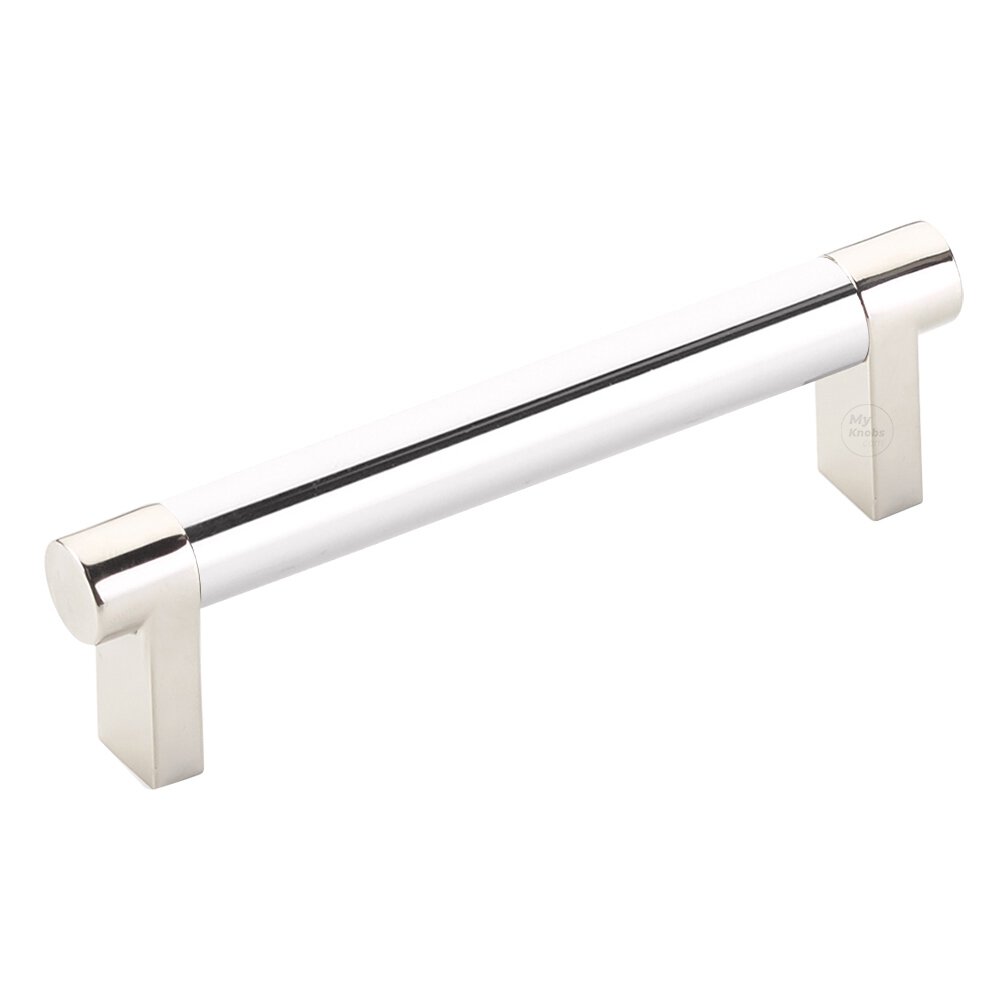 4" Centers Rectangular Stem in Polished Nickel And Smooth Bar in Polished Chrome