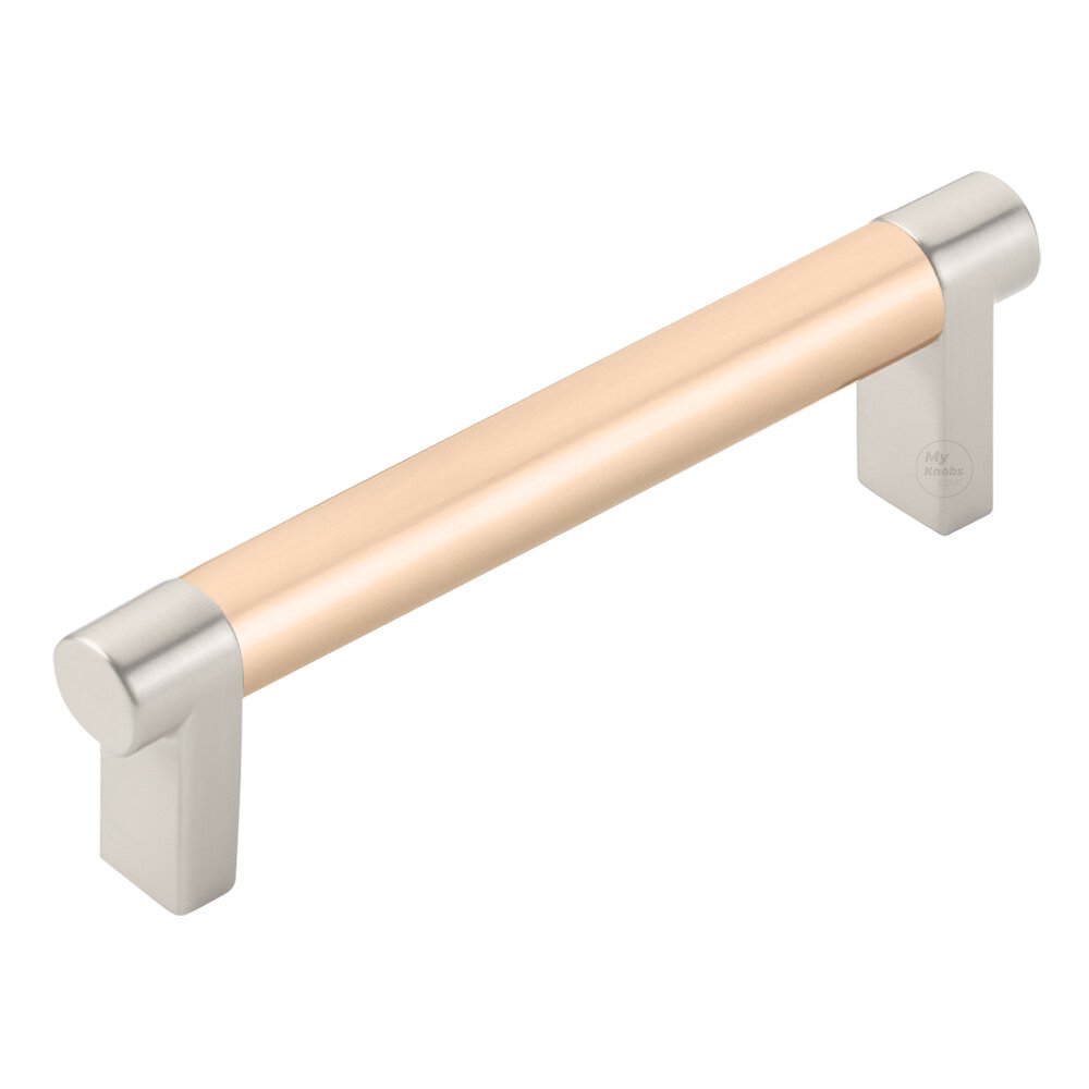 4" Centers Rectangular Stem in Satin Nickel And Smooth Bar in Satin Copper