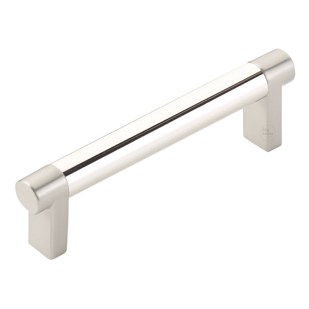 4" Centers Rectangular Stem in Satin Nickel And Smooth Bar in Polished Nickel