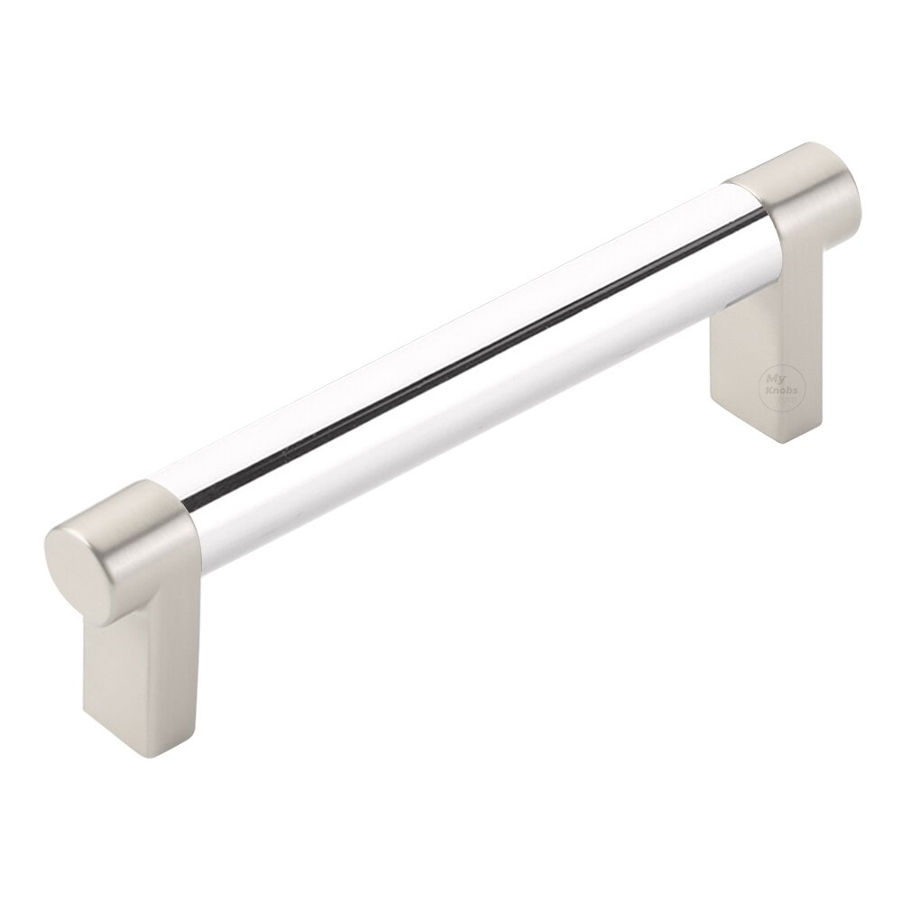 4" Centers Rectangular Stem in Satin Nickel And Smooth Bar in Polished Chrome