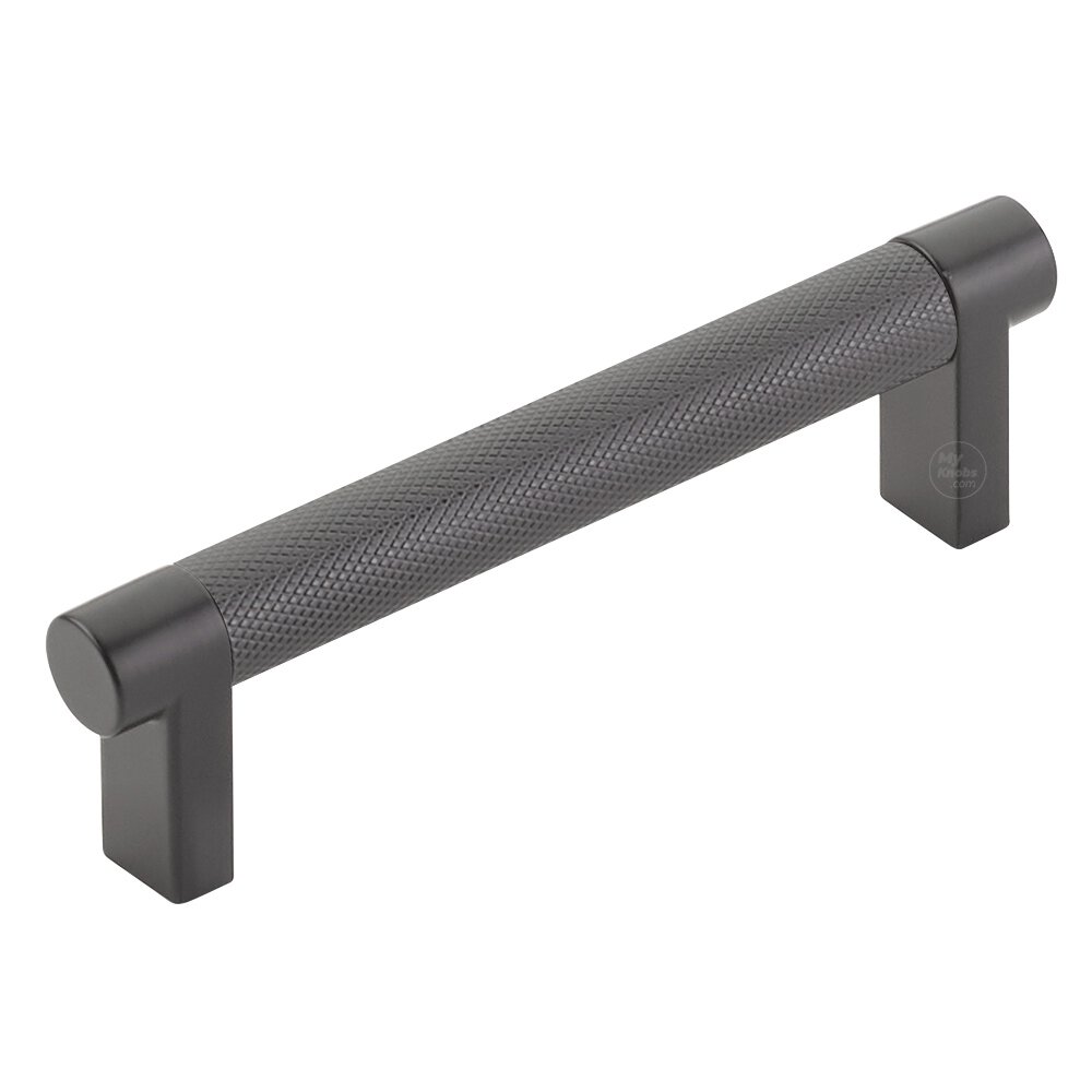 4" Centers Rectangular Stem in Flat Black And Knurled Bar in Oil Rubbed Bronze