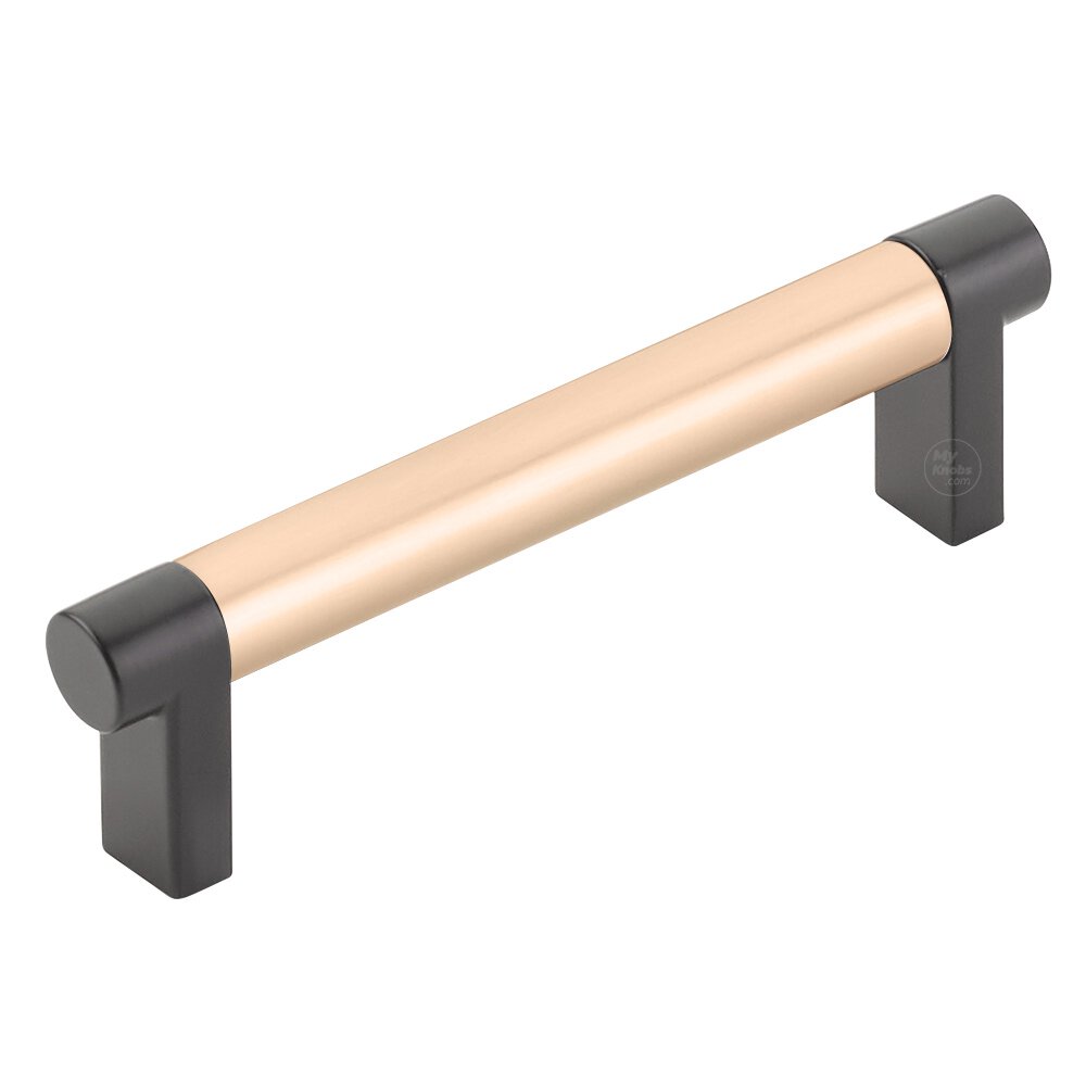 4" Centers Rectangular Stem in Flat Black And Smooth Bar in Satin Copper