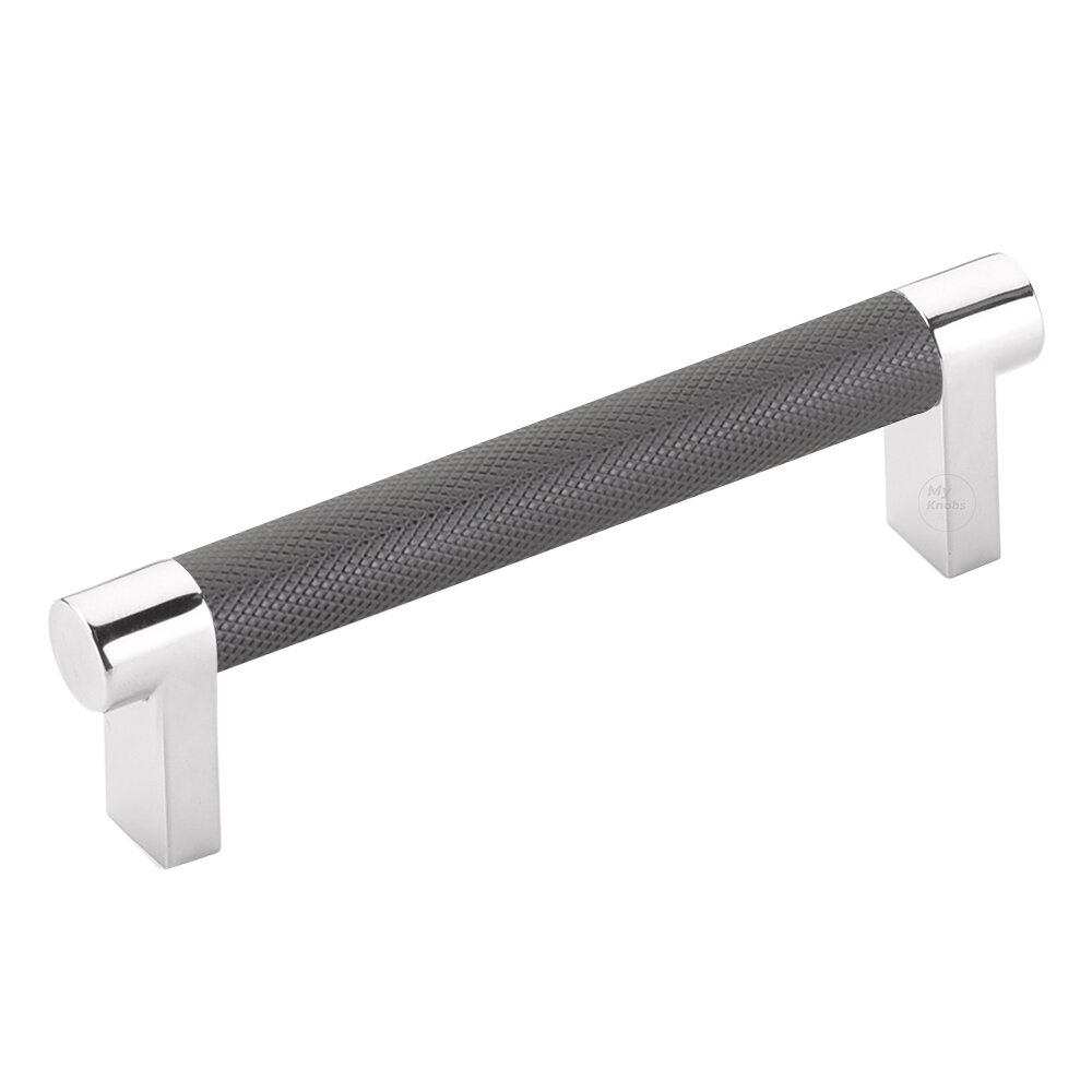 4" Centers Rectangular Stem in Polished Chrome And Knurled Bar in Oil Rubbed Bronze