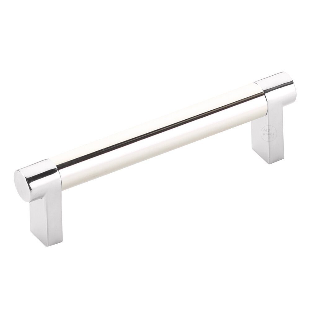 4" Centers Rectangular Stem in Polished Chrome And Smooth Bar in Polished Nickel