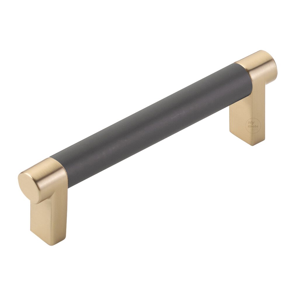 4" Centers Rectangular Stem in Satin Brass And Smooth Bar in Flat Black