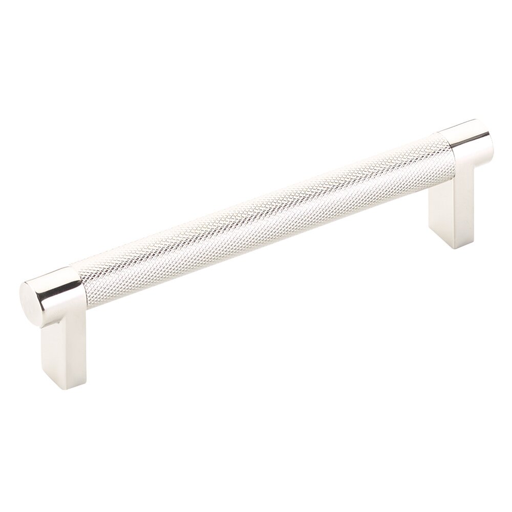5" Centers Rectangular Stem in Polished Nickel And Knurled Bar in Polished Nickel