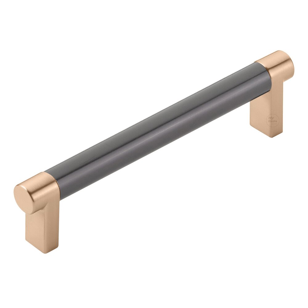 5" Centers Rectangular Stem in Satin Copper And Smooth Bar in Oil Rubbed Bronze