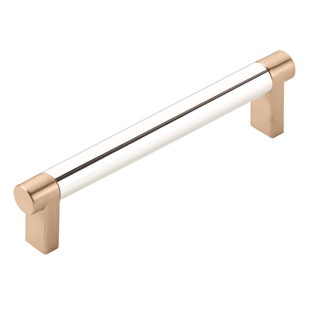 5" Centers Rectangular Stem in Satin Copper And Smooth Bar in Polished Nickel