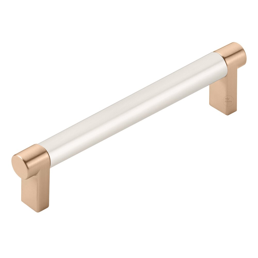 5" Centers Rectangular Stem in Satin Copper And Smooth Bar in Satin Nickel