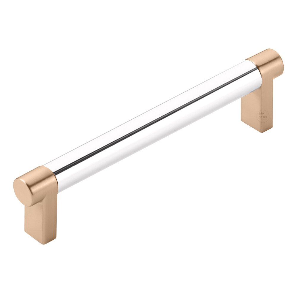5" Centers Rectangular Stem in Satin Copper And Smooth Bar in Polished Chrome