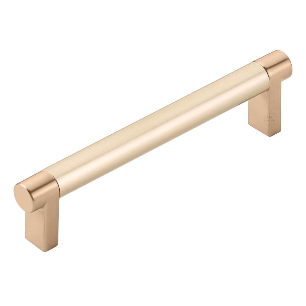 5" Centers Rectangular Stem in Satin Copper And Smooth Bar in Satin Brass