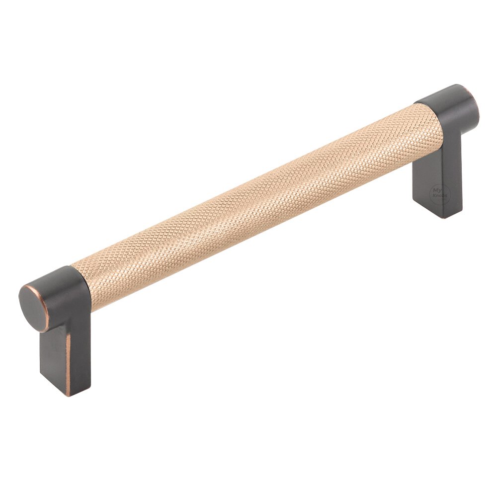 5" Centers Rectangular Stem in Oil Rubbed Bronze And Knurled Bar in Satin Copper