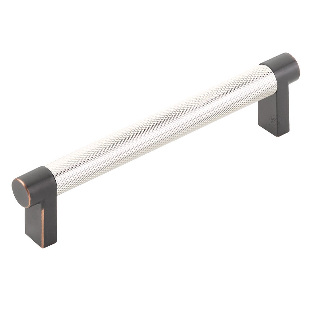 5" Centers Rectangular Stem in Oil Rubbed Bronze And Knurled Bar in Polished Nickel