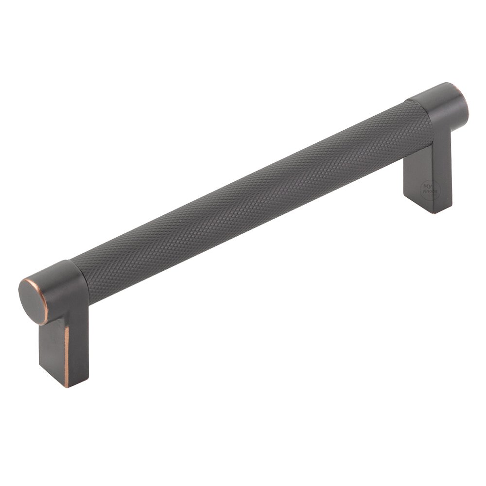 5" Centers Rectangular Stem in Oil Rubbed Bronze And Knurled Bar in Flat Black