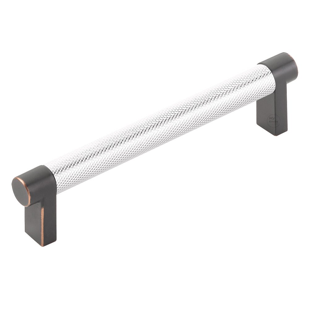 5" Centers Rectangular Stem in Oil Rubbed Bronze And Knurled Bar in Polished Chrome