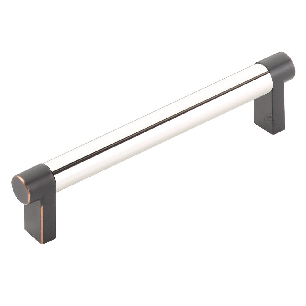 5" Centers Rectangular Stem in Oil Rubbed Bronze And Smooth Bar in Polished Nickel