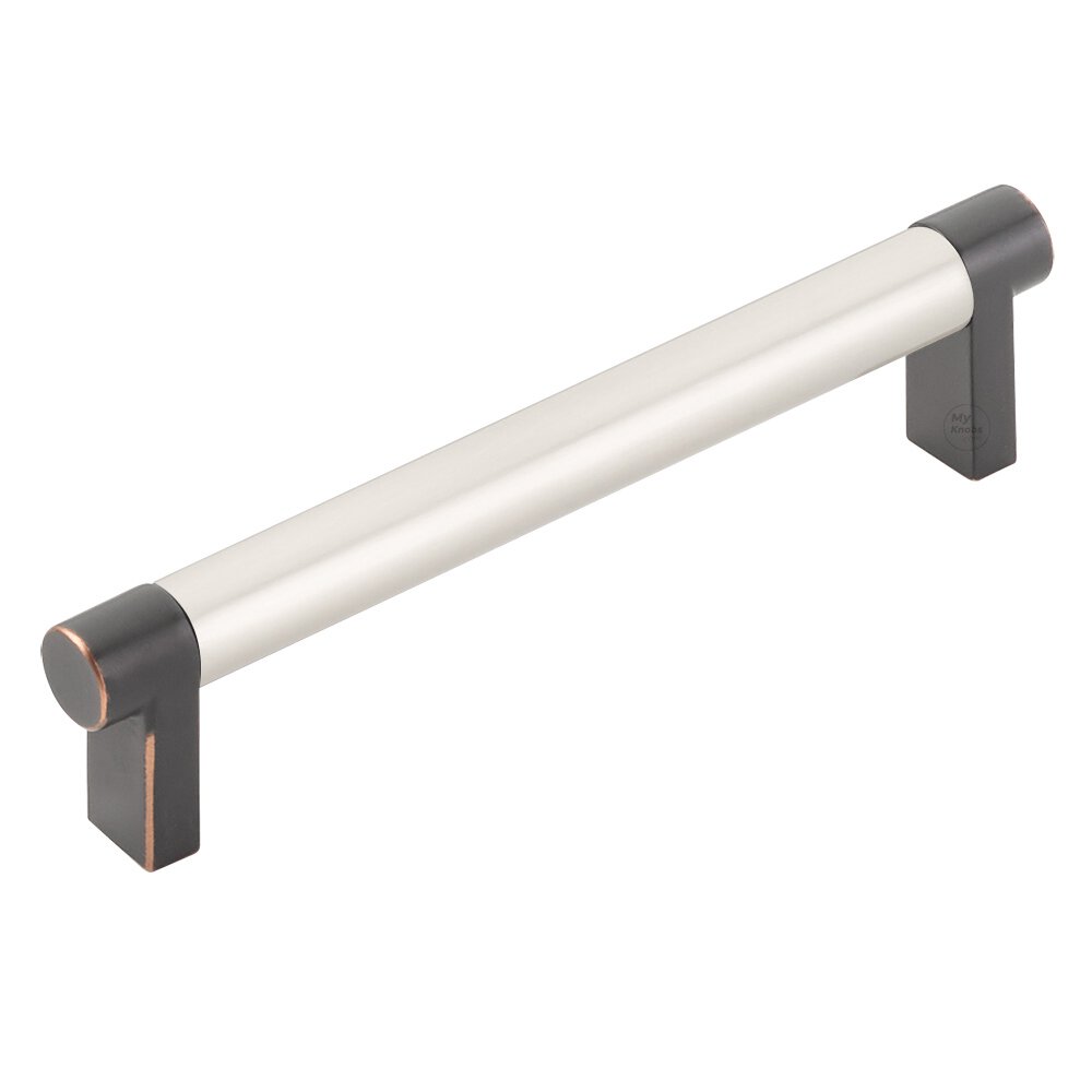 5" Centers Rectangular Stem in Oil Rubbed Bronze And Smooth Bar in Satin Nickel