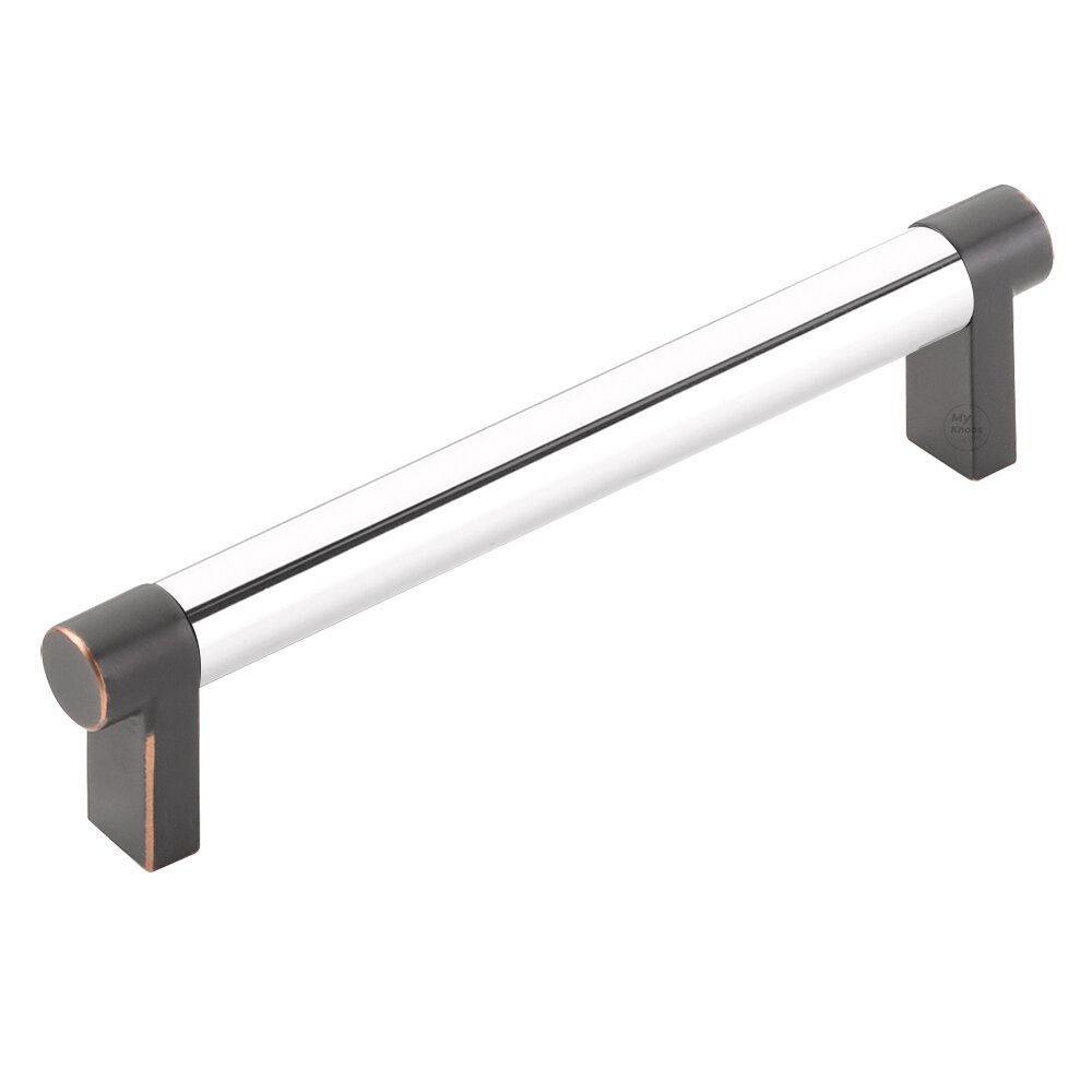 5" Centers Rectangular Stem in Oil Rubbed Bronze And Smooth Bar in Polished Chrome